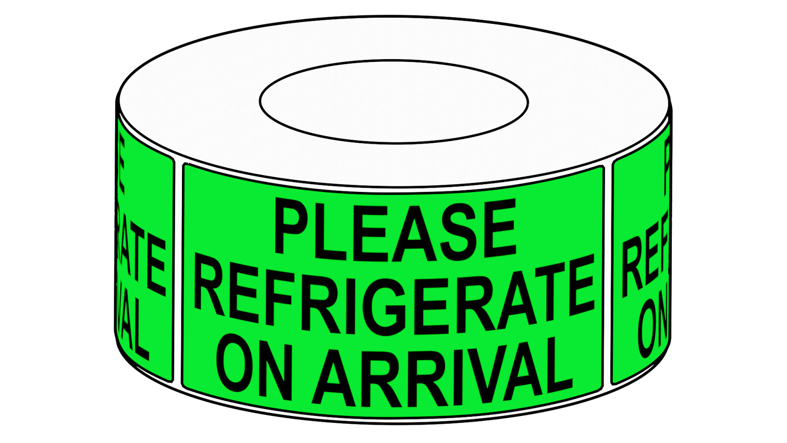 90 x 200mm Please Refrigerate On Arrival Label, 750 per roll, 76mm core