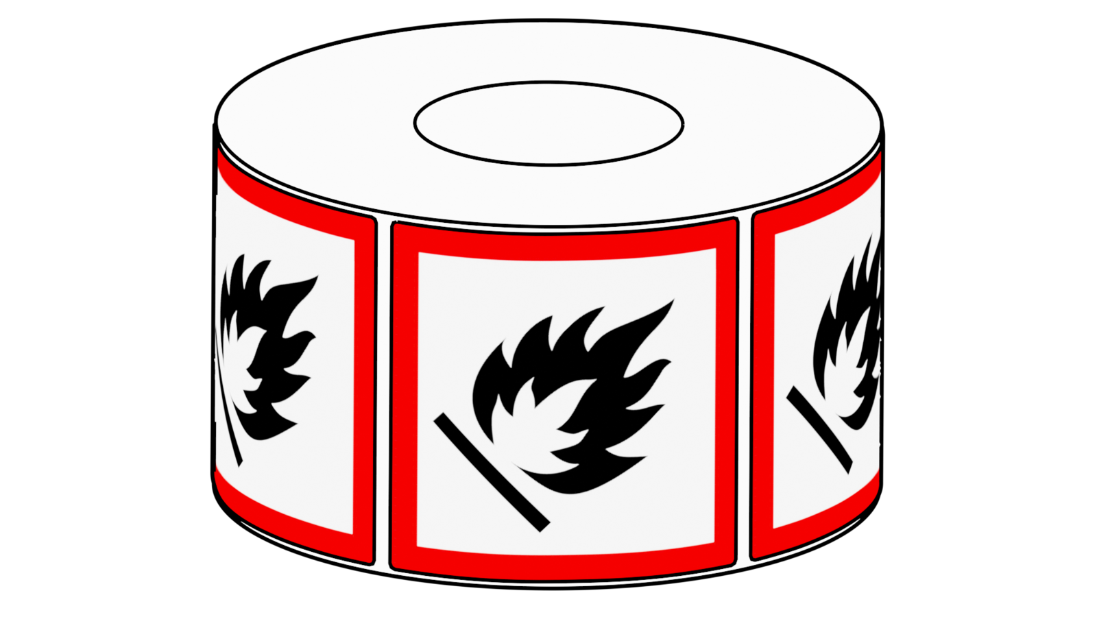 50x50mm GHS Flammables Label, 500 per roll, 38mm core