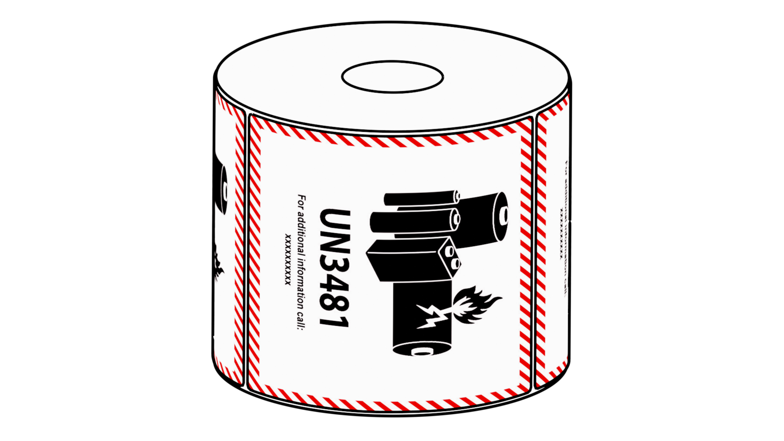 111x126mm Lithium Battery Mark UN3481 Label, 500 per roll