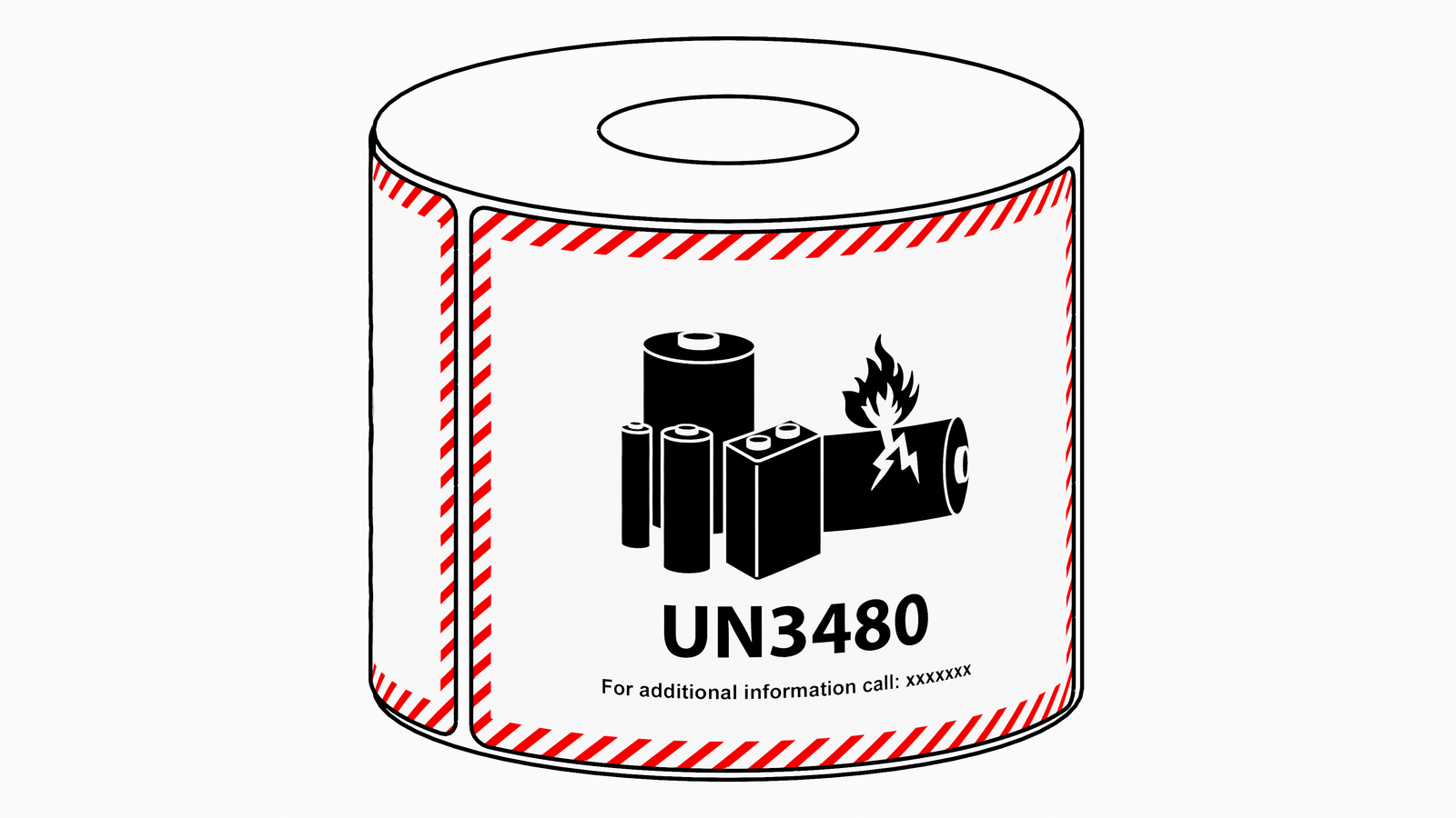 82x111mm Lithium Battery Mark UN3480 Label, 500 per roll