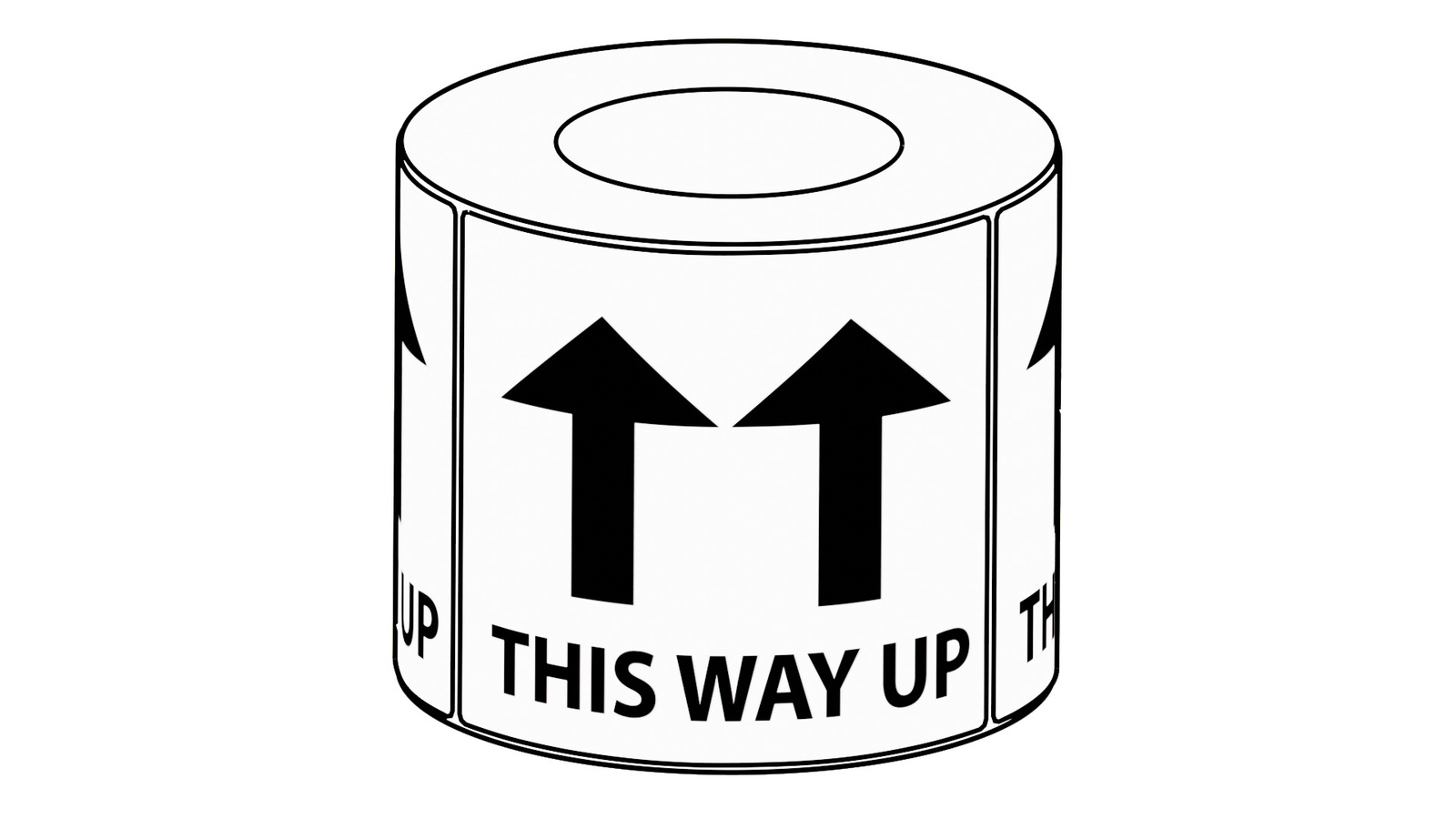 100 x 99mm This Way Up Label, 1000 per roll, 76mm core