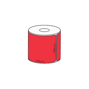 100x150mm Red Direct Thermal Permanent Label, 350 per roll, 38mm core, Perforated