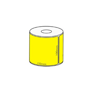 100x150mm Yellow Direct Thermal Permanent Label, 350 per roll, 38mm core, Perforated