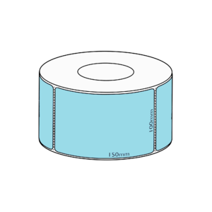 100x150mm Blue Direct Thermal Permanent Label, 1000 per roll, 76mm core, Perforated