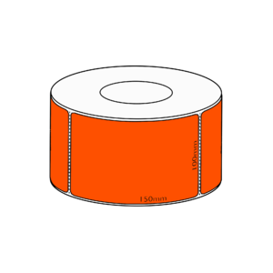 100x150mm Orange Direct Thermal Permanent Label, 1000 per roll, 76mm core, Perforated
