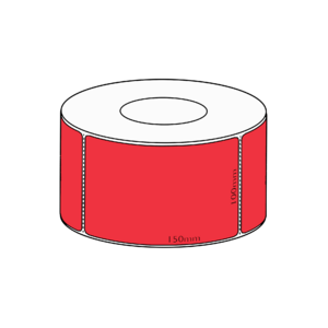 100x150mm Red Direct Thermal Permanent Label, 1000 per roll, 76mm core, Perforated