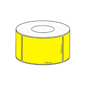 100x150mm Yellow Direct Thermal Permanent Label, 1000 per roll, 76mm core, Perforated