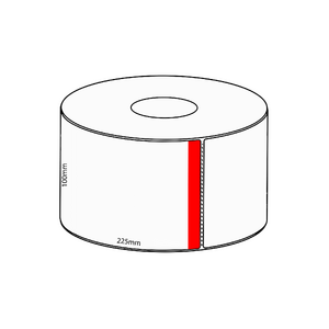 100x223mm Direct Thermal Red Striped Label, 750 per roll, 76mm core, Perforated