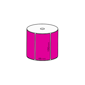 100x48mm Dark Pink Direct Thermal, 1000 per roll, 25mm core, Perforated
