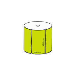 100x48mm Green Direct Thermal, 1000 per roll, 25mm core, Perforated