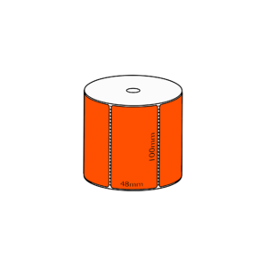 100x48mm Orange Direct Thermal, 1000 per roll, 25mm core, Perforated
