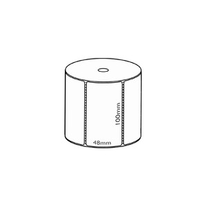 100x48mm Direct Thermal Permanent Label, 1000 per roll, 25mm core, Perforated