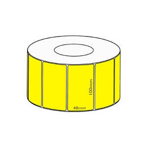 100x48mm Yellow Direct Thermal Label, 3000 per roll, 76mm core