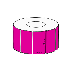 100x48mm Dark Pink Direct Thermal, 3000 per roll, 76mm core, Perforated