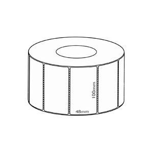 100x48mm Direct Thermal Permanent Label, 3000 per roll, 76mm core, Perforated