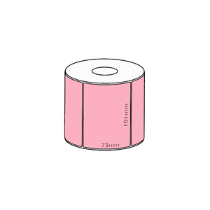 101x73mm Pink Direct Thermal Permanent Label, 750 per roll, 38mm core, Perforated