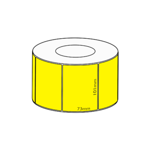101 x 73mm Yellow Direct Thermal Permanent Label, 1000 per roll, 76mm core