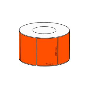 101x73mm Orange Direct Thermal Permanent Label, 1500 per roll, 76mm core