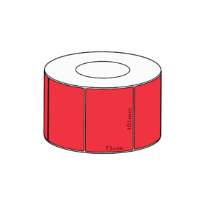 101x73mm Red Direct Thermal Permanent Label, 1500 per roll, 76mm core