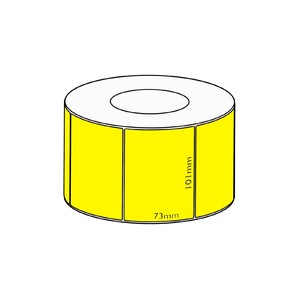 101x73mm Yellow Direct Thermal Permanent Label, 1500 per roll, 76mm core