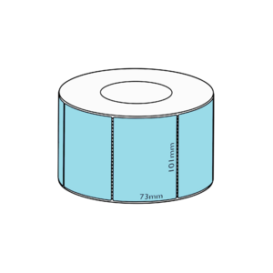 101x73mm Blue Direct Thermal Permanent Label, 1500 per roll, 76mm core, Perforated