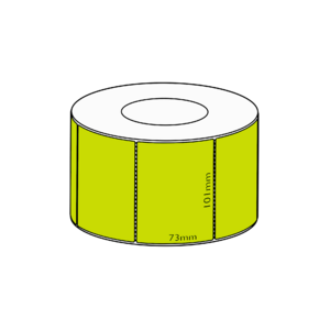 101x73mm Green Direct Thermal Permanent Label, 1500 per roll, 76mm core, Perforated