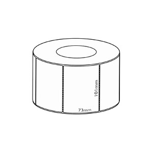 101x73mm Direct Thermal Permanent Label, 1500 per roll, 76mm core, Perforated