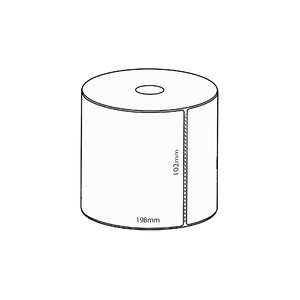 102x198mm Direct Thermal Permanent Label, 250 per roll, 25mm core, Perforated
