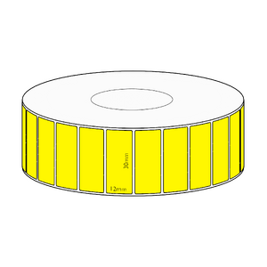 30x12mm Yellow Direct Thermal Permanent Label, 10000 per roll, 76mm core