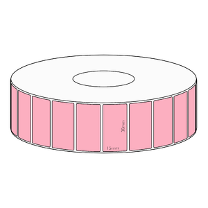30x15mm Pink Direct Thermal Permanent Label, 2800 per roll, 38mm core