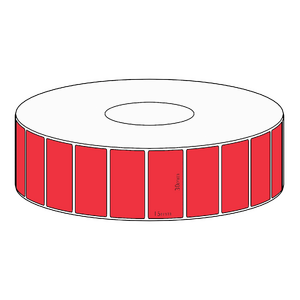 30x15mm Red Direct Thermal Permanent Label, 2800 per roll, 38mm core