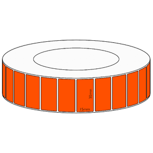 30x15mm Orange Direct Thermal Permanent Label, 8350 per roll, 76mm core