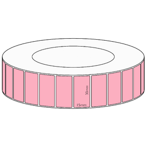 30x15mm Pink Direct Thermal Permanent Label, 8350 per roll, 76mm core