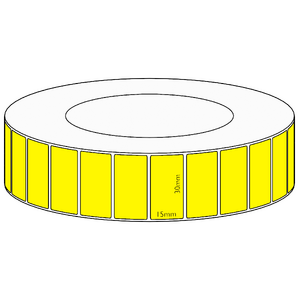 30x15mm Yellow Direct Thermal Permanent Label, 8350 per roll, 76mm core