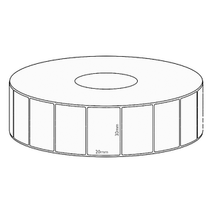 30x20mm Direct Thermal Permanent Label, 6500 per roll, 76mm core