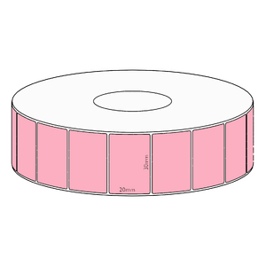 30x20mm Pink Direct Thermal Permanent Label, 2150 per roll, 38mm core