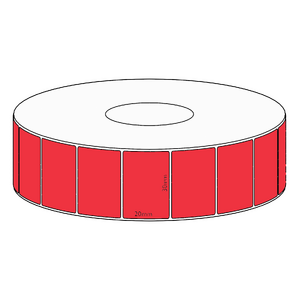 30x20mm Red Direct Thermal Permanent Label, 2150 per roll, 38mm core