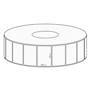 30x20mm Direct Thermal Permanent Label, 2150 per roll, 38mm core