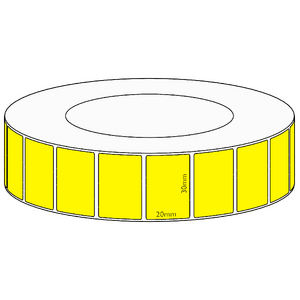 30x20mm Yellow Direct Thermal Permanent Label, 6500 per roll, 76mm core