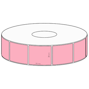 30x35mm Pink Direct Thermal Permanent Label, 1300 per roll, 38mm core