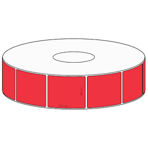 30x35mm Red Direct Thermal Permanent Label, 1300 per roll, 38mm core