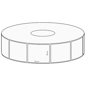 30x35mm Direct Thermal Permanent Label, 1300 per roll, 38mm core
