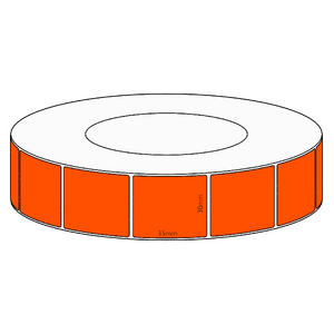 30x35mm Orange Direct Thermal Permanent Label, 3950 per roll, 76mm core