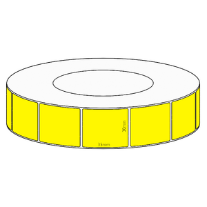 30x35mm Yellow Direct Thermal Permanent Label, 3950 per roll, 76mm core
