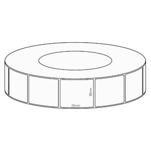 30x35mm Direct Thermal Permanent Label, 3950 per roll, 76mm core