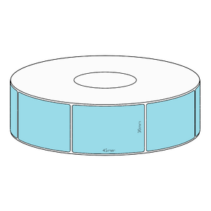 30x45mm Blue Direct Thermal Permanent Label, 1050 per roll, 38mm core