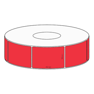 30x45mm Red Direct Thermal Permanent Label, 1050 per roll, 38mm core