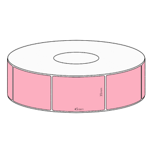 30x45mm Pink Direct Thermal Permanent Label, 3150 per roll, 76mm core
