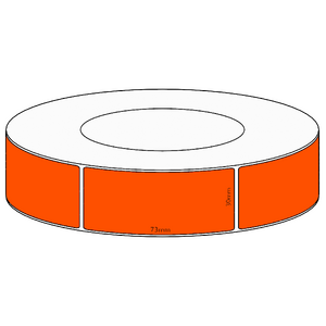 30x73mm Orange Direct Thermal Permanent Label, 1950 per roll, 76mm core