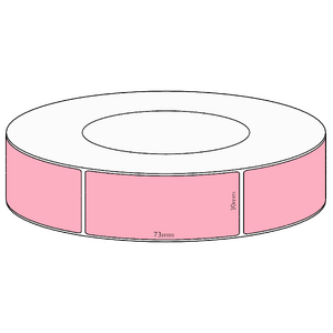 30x73mm Pink Direct Thermal Permanent Label, 1950 per roll, 76mm core